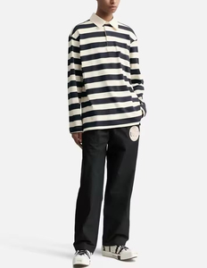 เสื้อโปโลแขนยาวผ้าวูลสำหรับผู้ชายเสื้อถักแบบสวมหัวเสื้อโปโลถักลายทางโลโก้ออกแบบได้ตามต้องการ - Product Image 6