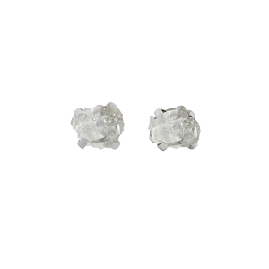 925 Silver Natural Petroleum Quartz Rough Butterfly Lock Stud <b>Earrings</b> Fashion Trendy Dainty Prong Setting Wedding 3 Pairs Pack - Product Image 1