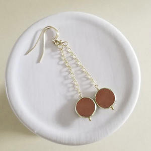 Pendientes Colgantes con Forma de Moneda de Ágata Roja, Piedra Preciosa Natural Roja, Chapados en Oro Rosa, Joyería Hecha a Mano para Mujer - Product Image 2