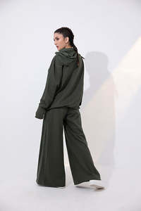 Custom Women Oversized Hoodie With Mask <b>Set</b> Wide Leg Pants Casual Fleece Two Piece Lounge <b>Set</b> OEM Supplier. - Product Image 3