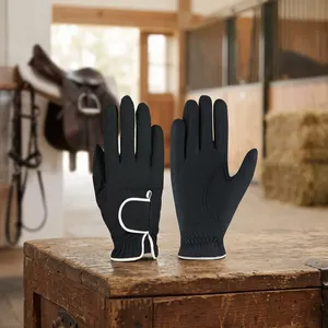 Gants d'équitation noirs en PU à doigts entiers avec grip antidérapant, design unisexe pour l'équitation en hiver et les activités sportives en extérieur - Product Image 6