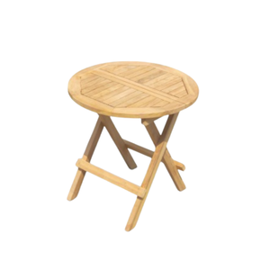 Table pliante ronde en teck, mobilier de jardin extérieur, design rustique, table basse en bois massif pliable pour terrasse - Product Image 1