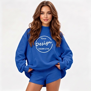Sudadera Transpirable con Cuello Alto, Informal, de Tela de Rizo, con Letras Bordadas en el Frente para Mujer - Product Image 1