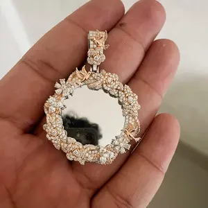 Pendentif personnalisé en argent sterling 925 avec photo, moissanite, médaillon souvenir glacé, bijoux hip-hop, cadeau photo personnalisé, bling-bling - Product Image 2