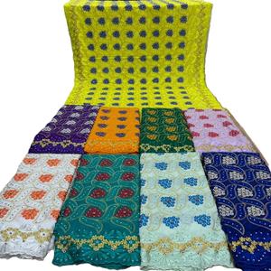 Cotton Dray Lace Heavy Embroidery Work 4.5 Yards Wrapper - Product Image 1