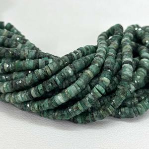 6mm 7mm naturel émeraude à facettes Heishi pneu pierres précieuses perles brin pierres précieuses pour la fabrication de bijoux bricolage produits en vrac en gros - Product Image 1