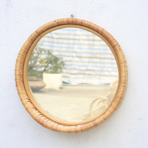 Espejo de Pared Boho de Lujo, Fabricado en Vietnam, Decoración Moderna para el Hogar, Colgante, Ecológico, Ovalado, Beige, Construcción de Vidrio y Seagrass - Product Image 3
