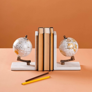 Sujetalibros de mármol de diseño de lujo con mapa del mundo, soporte decorativo para libros, decoración moderna para oficina, tamaño personalizado, globo terráqueo de mármol de lujo - Product Image 2