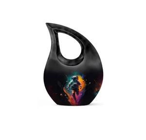 Urne funéraire en aluminium de haute qualité, magnifique vue sur le coucher de soleil, petite urne souvenir en forme de larme pour cendres funéraires. - Product Image 5