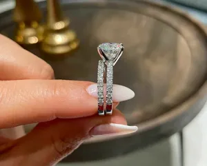 Moissanite Engagement <b>Ring</b> <b>925</b> <b>Silver</b> Wedding <b>Ring</b> Luxury Sparkling Diamond Look Bridal Jewelry Women Gift - Product Image 2