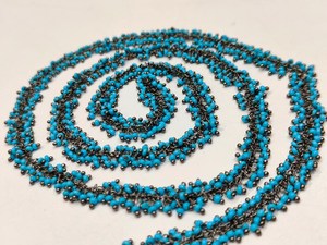 1 Foot- Smooth Turquoise Grape Beaded 2mm Cluster Chain. <b>Wire</b> Wrap Angoori Chain - Product Image 2