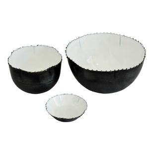 Juego de bandejas para servir galvanizadas personalizadas de alta calidad de 3 cuencos para servir de Color gris oscuro y blanco de forma redonda única - Product Image 2