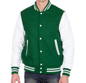OEM Custom Genuine <b>Leather</b> Sleeve Chenille Embroidery Wool High Street Stand Collar Waterproof Varsity <b>Jackets</b> for Men - Product Image 1