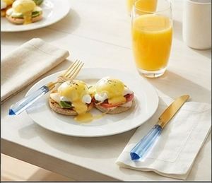 Elegant Gold Flatware Set <b>With</b> Blue <b>Crystal</b> Handles Dishwasher Safe Durable Wedding Piece Table top use - Product Image 4