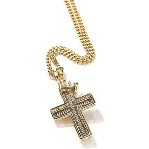 Contemporary Gold Cross Pendant with Moissanite Diamond Detailing Unisex Hip Hop Jewelry for Men and Women - Product Image 1