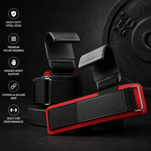 Custom Logo Heavy Duty <b>Weight</b> <b>Lifting</b> Hooks with Wrist Straps Gym Grip Powerlifting Deadlift Pull Up Training Hooks - Product Image 1