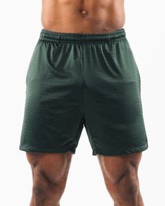 กางเกงขาสั้นกีฬาผู้ชาย สีเขียวเข้ม ผ้าโพลีเอสเตอร์ 100% สำหรับออกกำลังกาย วิ่ง ระบายอากาศได้ดี - Product Image 1