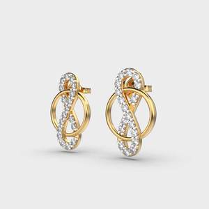 IGI Certified Lab Grown Diamond Infinity Loop Stud Earrings 14K Yellow / White / Rose Gold Interlocking Circle Designer Earrings - Product Image 3