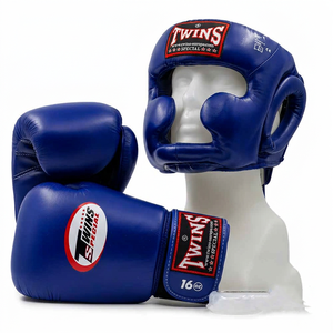 Twins MMA Boxing Gloves <b>Head</b> Guard Set Real Cowhide Leather Hook Loop Closure Lightweight Breathable Sanda Martial Arts - Product Image 3