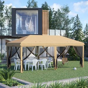 Tenda a baldacchino beige 10x20 con pareti laterali in rete per eventi all'aperto - Product Image 2