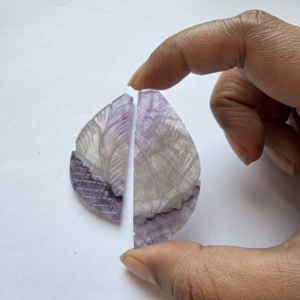 Par de Hojas de Amatista Natural TFH, Talladas a Mano, Piedra Preciosa de 173 Quilates, 55*24MM, para Joyería - Product Image 4