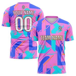 Maillot de football personnalisé pour hommes et femmes, col en V, manches courtes, impression sublimée, respirant, 100% polyester, nom et numéro de l'équipe, adulte - Product Image 4