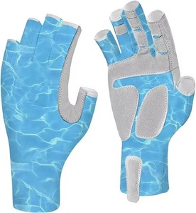 Gants de pêche à la mouche sans doigts pour hommes et femmes, légers, extensibles, en polyester, protection solaire UPF50+, pour la voile, couleurs personnalisées - Product Image 1