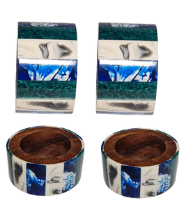 Anillos para Servilletas de Madera y Resina Epoxi, Color Azul Cielo, Artesanía en Resina, Accesorios Decorativos para Mesa - Product Image 6