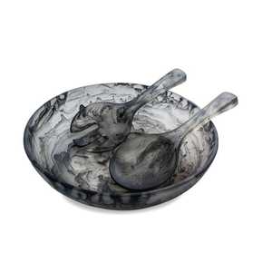 Bol de service minimaliste en résine polie écologique avec ensemble de cuillères pour une décoration de cuisine et de salle à manger haut de gamme - Product Image 4