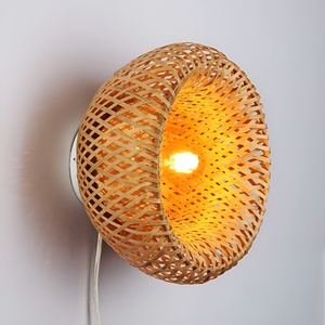 Circle Ring Lamp Wall Hanging Sconces Indoor Bamboo Sconce Natural <b>Lighting</b> Lamps for Bedroom Decoration - Product Image 1
