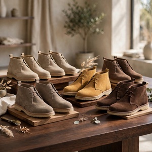 Bottes Chukka en cuir véritable 100% de qualité supérieure, à lacets, pour hommes, en daim marron vintage, antidérapantes, respirantes, en provenance du Bangladesh - Product Image 4