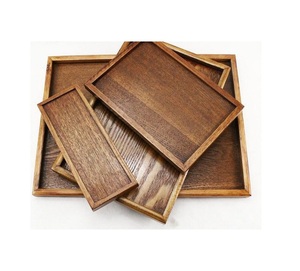 Bandeja rectangular moderna de madera de mango, construcción duradera, acabado natural, perfecta para servir desayuno y café. - Product Image 1