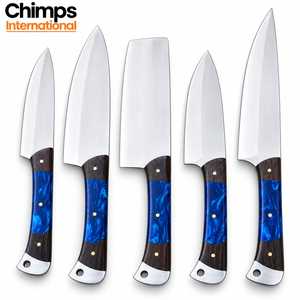 Juego de Cuchillos de Cocina Chimps International de 5 Piezas, Hojas de Acero Inoxidable, Mangos de Madera Pakka y Resina Azul, Ambidiestros, Duraderos y Afilados - Product Image 6