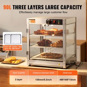 Scaldavivande Commerciale a 3 Livelli da 800W con Controllo Automatico della Temperatura, Migliora la Presentazione degli Alimenti con Illuminazione da 86-185°F - Product Image 3