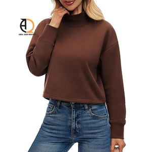 Sudadera corta de lana para mujer, sudadera con capucha, top cálido - Product Image 4
