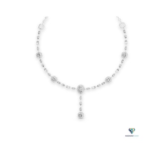 12.06 CT White Gold Oval Lab Grown Diamond <b>Statement</b> <b>Necklace</b> in 18K Solid Gold, Multi-Shape Fancy Cut Diamond Drop <b>Necklace</b> - Product Image 3