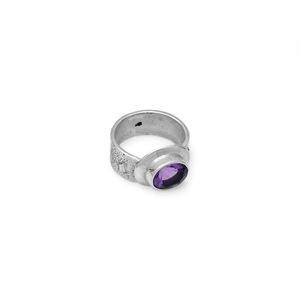 925 Sterling <b>Silver</b> Amethyst Chunky <b>Ring</b> Natural Purple Gemstone Handmade Bold Statement Jewelry February Birthstone Gift - Product Image 5