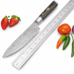 Cuchillo de Cocina de Acero Inoxidable Hecho a Medida, 8 Pulgadas, Mango de Madera, Ambidiestro, Apto para Lavavajillas, para Cocineros Caseros, OEM - Product Image 1