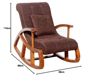 Sheesham Handcrafted Wooden Rocking Chair Cushioned | Wooden armrest Chair with <b>Cushion</b> Seat & <b>Back</b> Support for Living Room - Product Image 2