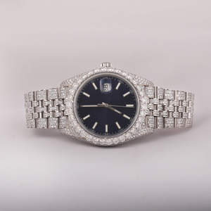 Montre pour homme, dernier design hip-hop, boîtier carré en quartz, verre 20 mm, diamant moissanite, acier inoxydable, clarté VVS, certifiée IGI - Product Image 1