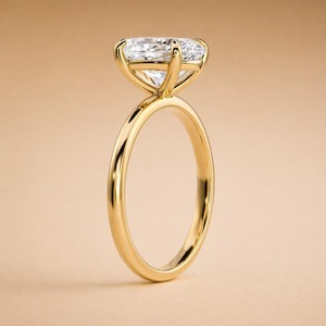 Bague de fiançailles solitaire ajustable en or plaqué 14 carats avec diamant de laboratoire ovale certifié IGI pour femme, clarté VVS1 - Product Image 2