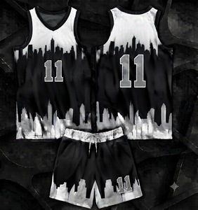 Ensemble de maillots de basket personnalisés vert et blanc sublimés, design urbain, uniforme de basket respirant pour hommes, femmes et équipes - Product Image 5