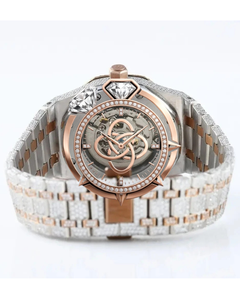 Reloj de Lujo para Hombre, Esqueleto, con Moissanita, Bisel de Diamantes en Oro Rosa y Plata, Mecánico Automático, Estilo Hip Hop - Product Image 4