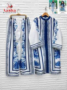 Latest Collection Modern Design Modal Satin with Printed Design <b>Turkish</b> Ready Made Co-ord Set Manufacturer from India - Product Image 5