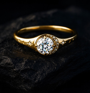 Anillo de Compromiso con Diamante Cultivado en Laboratorio, Oro Sólido de 14K, Engaste de Bisel, Corte Brillante Redondo, Joyería Nupcial para Mujer - Product Image 1