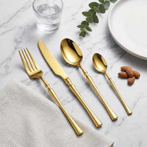 Mirror Matte Polish 4-Piece Stainless Steel Knife Fork Spoon Flatware <b>Set</b>-Durable <b>Reusable</b> Elegant Luxury Wedding <b>Cutlery</b> - Product Image 2