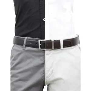 Cinturón reversible italiano hecho a mano para hombre, hebilla giratoria, color negro y marrón, ancho de 3,5 cm, para exportación, OEM