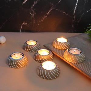 Porte-bougie chauffe-plat en céramique et porcelaine avec couvercle, 1 couleur, pot rond gaufré pour la décoration intérieure et Noël - Product Image 2
