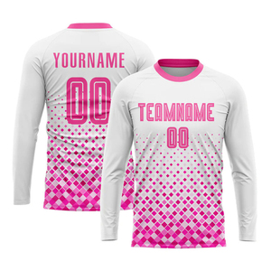 Custom White Pink Printed Short Sleeve Soccer Uniform Jersey 100% Polyester Quick Dry Breathable Anti-uv V-neck Adjustable Strap - Product Image 2