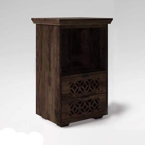 Sheesham Wood <b>Bedside</b> Table with 2 Drawers and Shelf <b>Storage</b> | Wooden Multipurpose Nightstand End Table Furniture - Product Image 3
